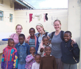 Volunteers from the United States enjoying time with the children